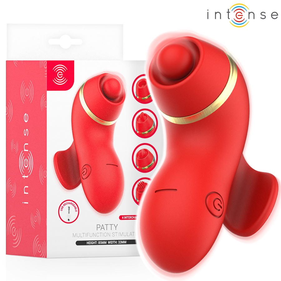 INTENSE - PATTY STIMULATOR WITH 4 HEADS, SUCTION, TAPPING, TICKLING AND LICKING - My naughty haven #