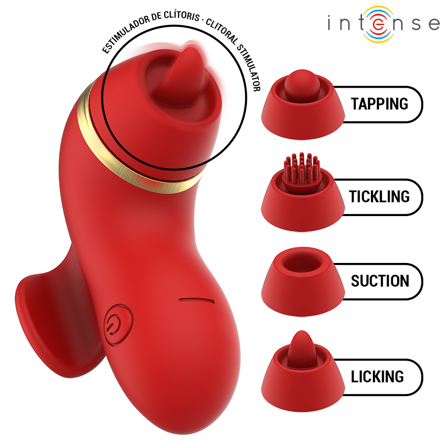 INTENSE - PATTY STIMULATOR WITH 4 HEADS, SUCTION, TAPPING, TICKLING AND LICKING - My naughty haven #