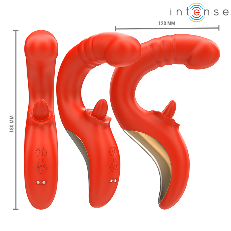 INTENSE - PAULINA VIBRATOR AND STIMULATOR IN U SHAPE RED - My naughty haven #