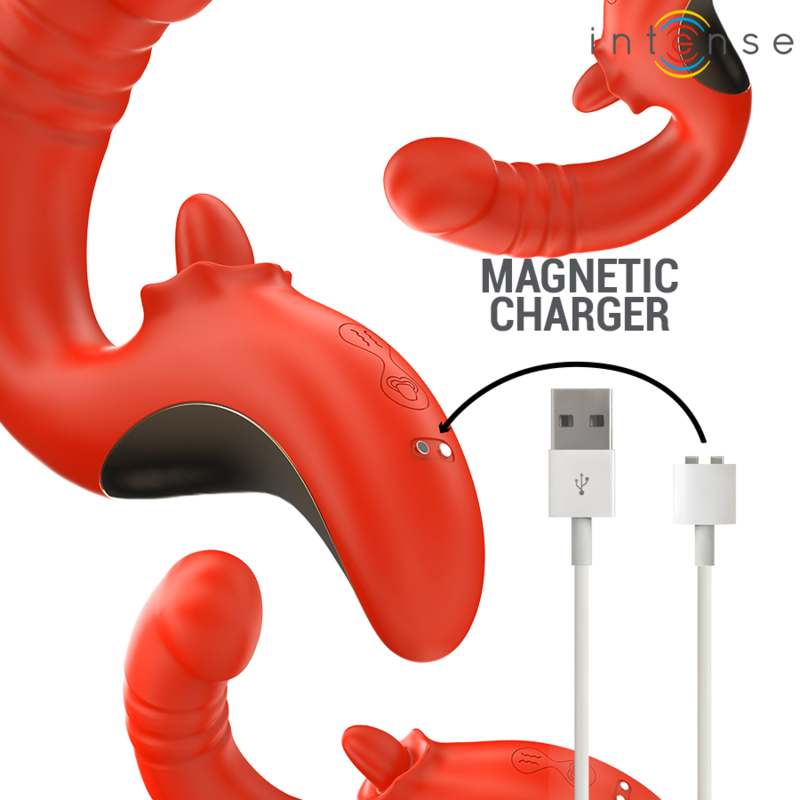 INTENSE - PAULINA VIBRATOR AND STIMULATOR IN U SHAPE RED - My naughty haven #