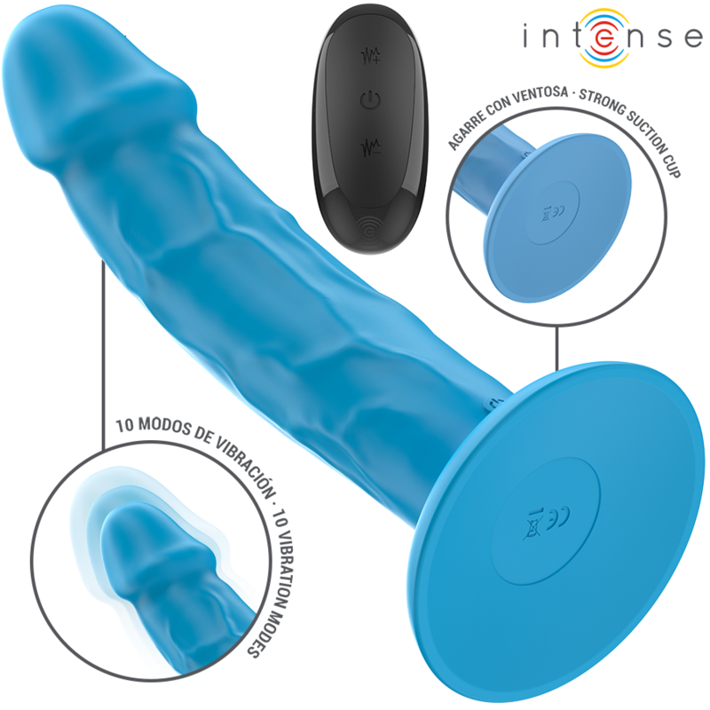 INTENSE - PHOEBE REALISTIC VIBRATOR 10 VIBRATIONS BLUE REMOTE CONTROL - My naughty haven #
