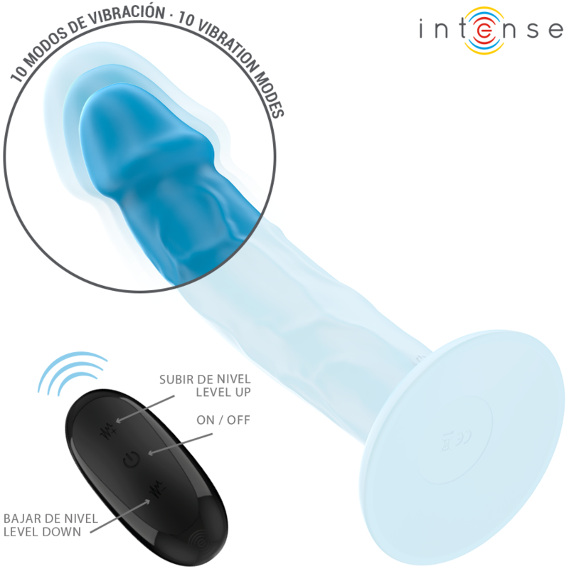 INTENSE - PHOEBE REALISTIC VIBRATOR 10 VIBRATIONS BLUE REMOTE CONTROL - My naughty haven #