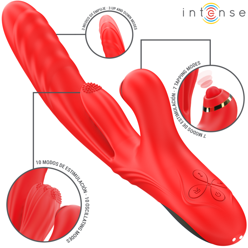 INTENSE - ROSALIA MULTIFUNCTION VIBRATOR 3 IN 1 RED - My naughty haven #