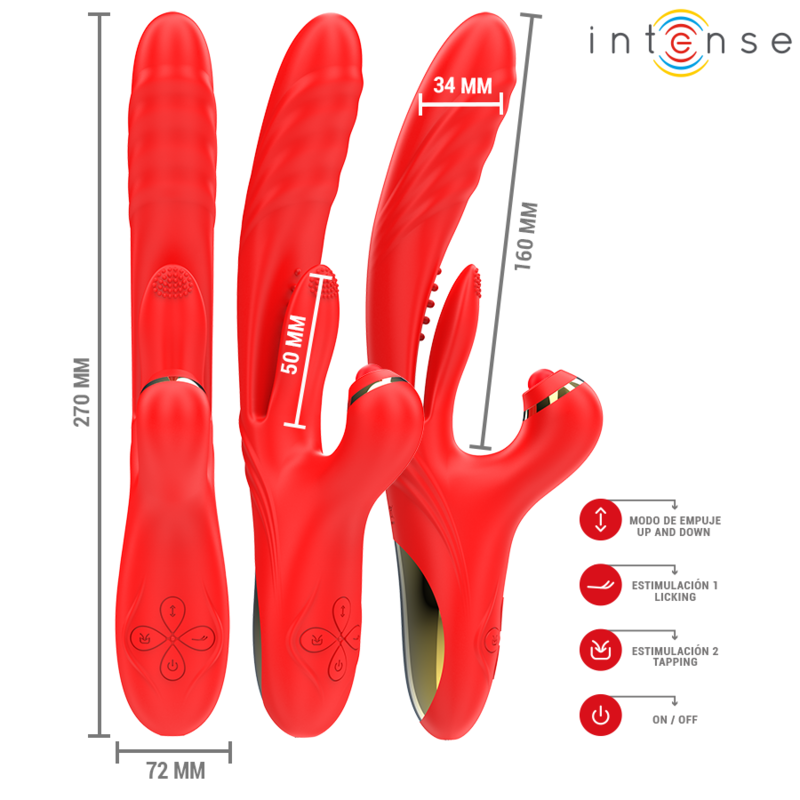 INTENSE - ROSALIA MULTIFUNCTION VIBRATOR 3 IN 1 RED - My naughty haven #