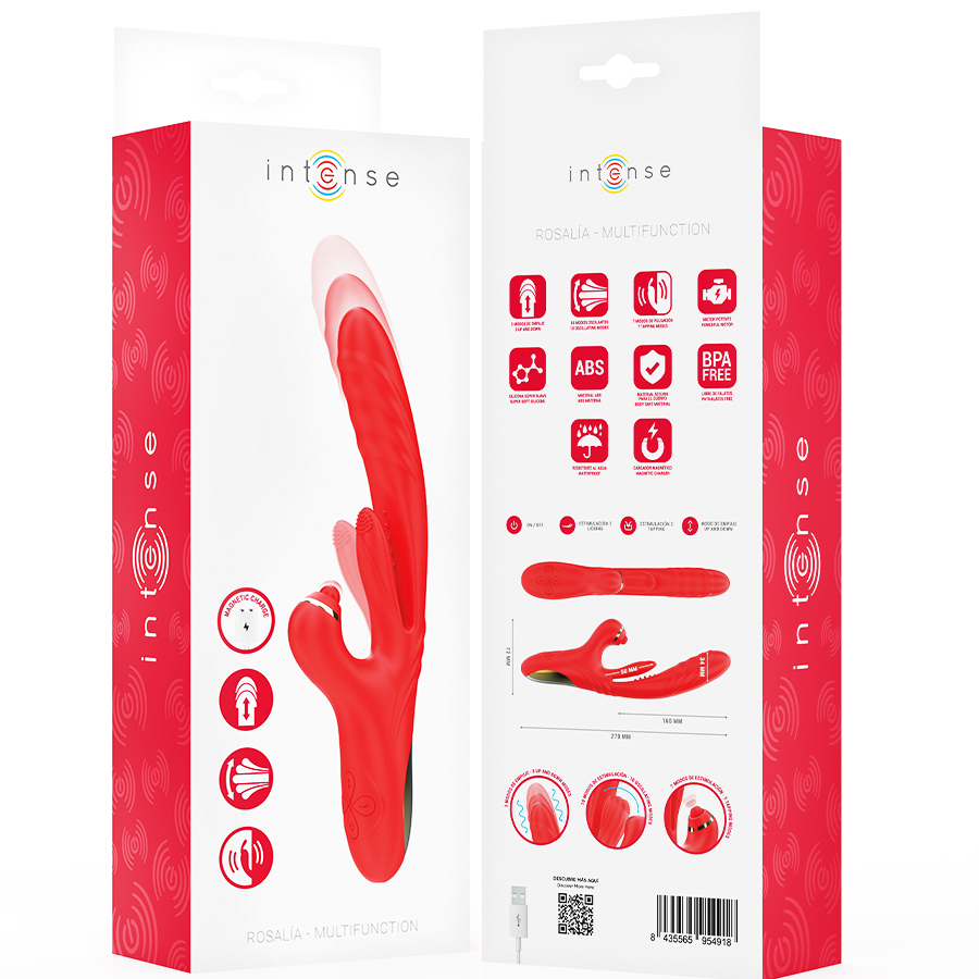 INTENSE - ROSALIA MULTIFUNCTION VIBRATOR 3 IN 1 RED - My naughty haven #