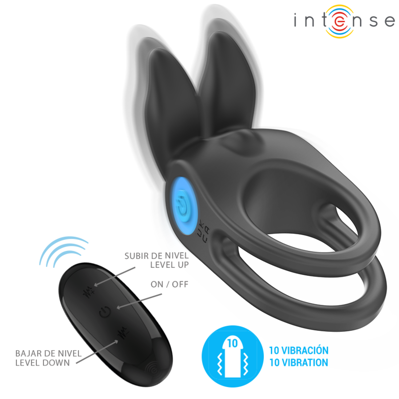 INTENSE - SAM VIBRATOR DOUBLE PENIS RING 10 VIBRATIONS BLACK - My naughty haven #