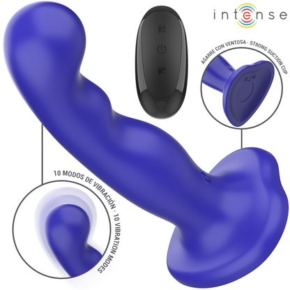 INTENSE - SHORTY VIBRATOR WITH SUCTION CUP BLUE REMOTE CONTROL - My naughty haven #