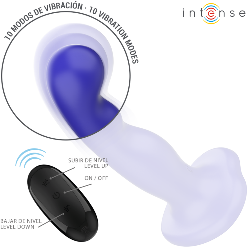 INTENSE - SHORTY VIBRATOR WITH SUCTION CUP BLUE REMOTE CONTROL - My naughty haven #