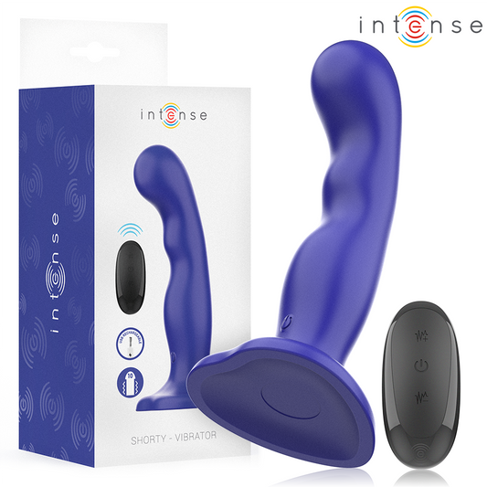 INTENSE - SHORTY VIBRATOR WITH SUCTION CUP BLUE REMOTE CONTROL - My naughty haven #