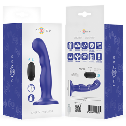 INTENSE - SHORTY VIBRATOR WITH SUCTION CUP BLUE REMOTE CONTROL - My naughty haven #