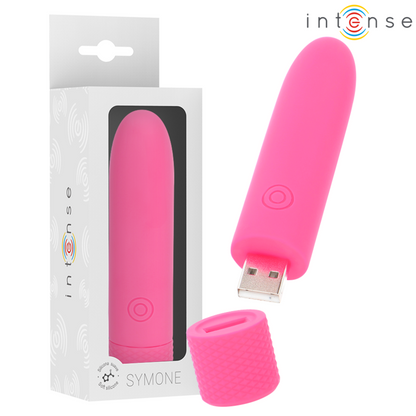 INTENSE - SYMONE USB RECHARGEABLE VIBRATING BULLET 8 VIBRATIONS PINK 10 X 2.2 CM - My naughty haven #