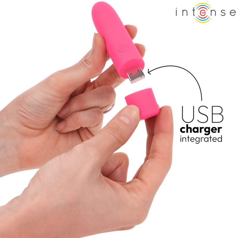 INTENSE - SYMONE USB RECHARGEABLE VIBRATING BULLET 8 VIBRATIONS PINK 10 X 2.2 CM - My naughty haven #