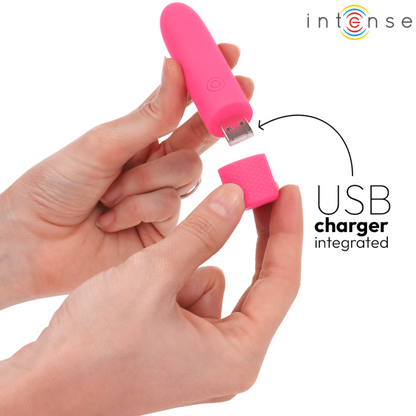 INTENSE - SYMONE USB RECHARGEABLE VIBRATING BULLET 8 VIBRATIONS PINK 10 X 2.2 CM - My naughty haven #