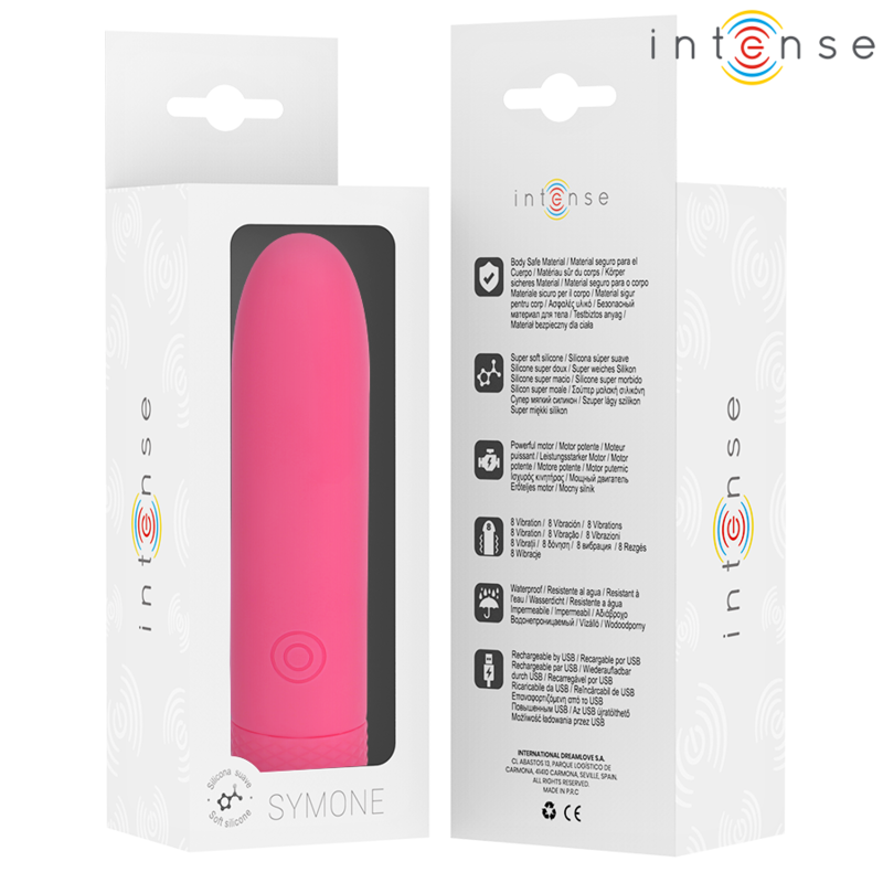INTENSE - SYMONE USB RECHARGEABLE VIBRATING BULLET 8 VIBRATIONS PINK 10 X 2.2 CM - My naughty haven #