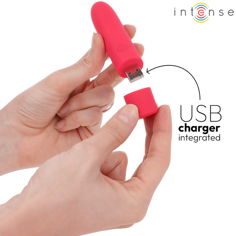 INTENSE - SYMONE USB RECHARGEABLE VIBRATING BULLET 8 VIBRATIONS RED 10 X 2.2 CM - My naughty haven #