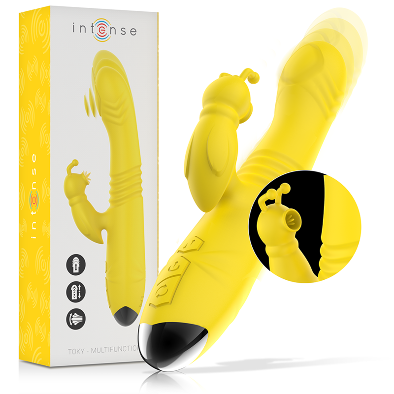 INTENSE - TOKY MULTIFUNCTION VIBRATOR UP & DOWN WITH CLITORAL STIMULATOR YELLOW - My naughty haven #