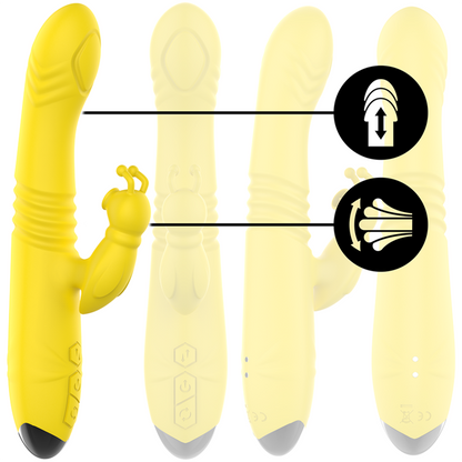 INTENSE - TOKY MULTIFUNCTION VIBRATOR UP & DOWN WITH CLITORAL STIMULATOR YELLOW - My naughty haven #