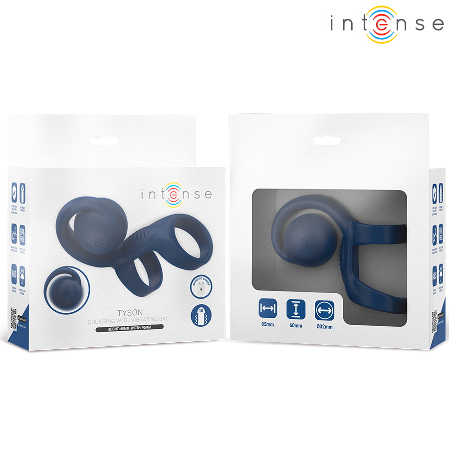 INTENSE - TYSON COCK RING WITH VIBRATING BALL Ø 3.2 CM - My naughty haven #