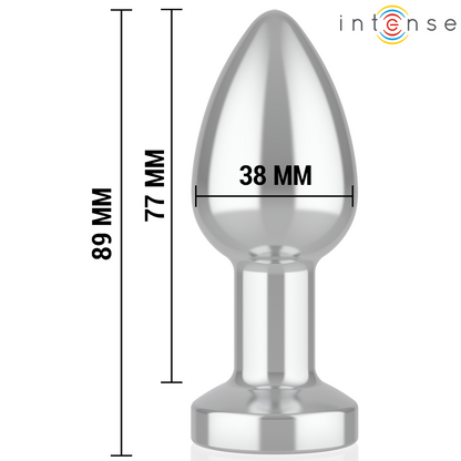 INTENSE - VIBRATING METAL ANAL PLUG WITH LED LIGHTS AND REMOTE CONTROL - SIZE M - My naughty haven #