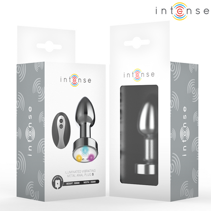 INTENSE - VIBRATING METAL ANAL PLUG WITH LED LIGHTS AND REMOTE CONTROL - SIZE S - My naughty haven #