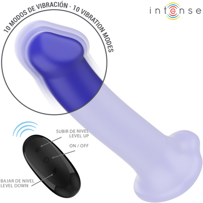 INTENSE - VICTORIA VIBRATOR WITH SUCTION CUP 10 VIBRATIONS DARK BLUE REMOTE CONTROL - My naughty haven #