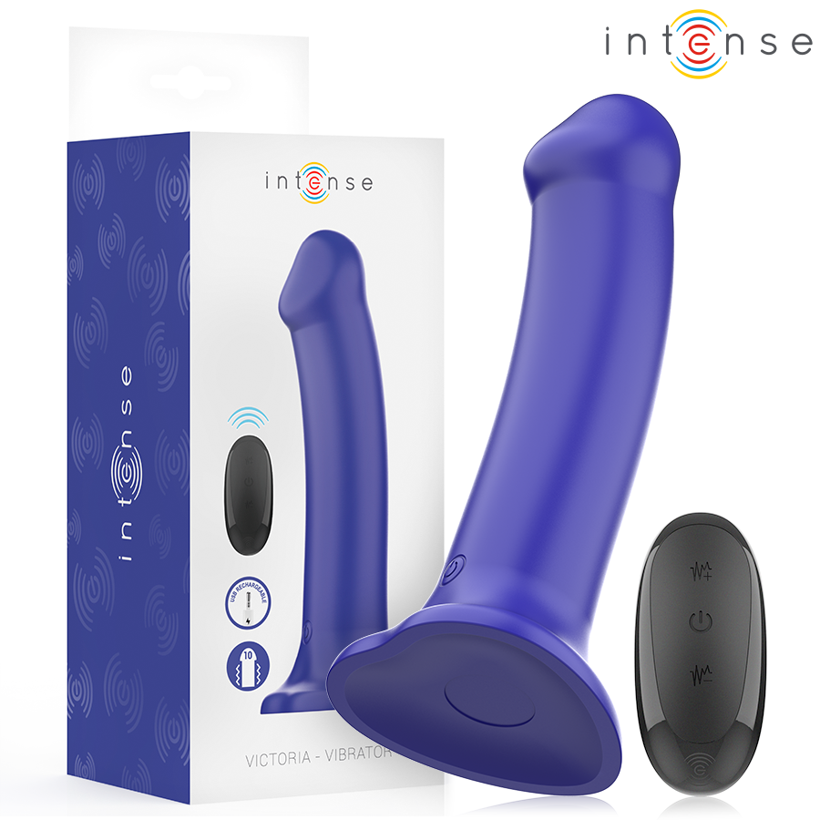 INTENSE - VICTORIA VIBRATOR WITH SUCTION CUP 10 VIBRATIONS DARK BLUE REMOTE CONTROL - My naughty haven #