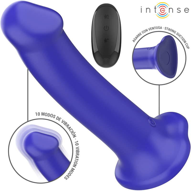 INTENSE - VICTORIA VIBRATOR WITH SUCTION CUP 10 VIBRATIONS DARK BLUE REMOTE CONTROL - My naughty haven #
