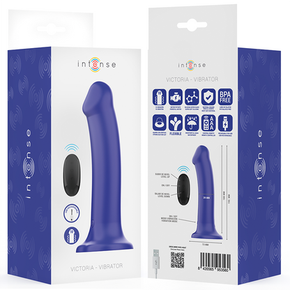 INTENSE - VICTORIA VIBRATOR WITH SUCTION CUP 10 VIBRATIONS DARK BLUE REMOTE CONTROL - My naughty haven #