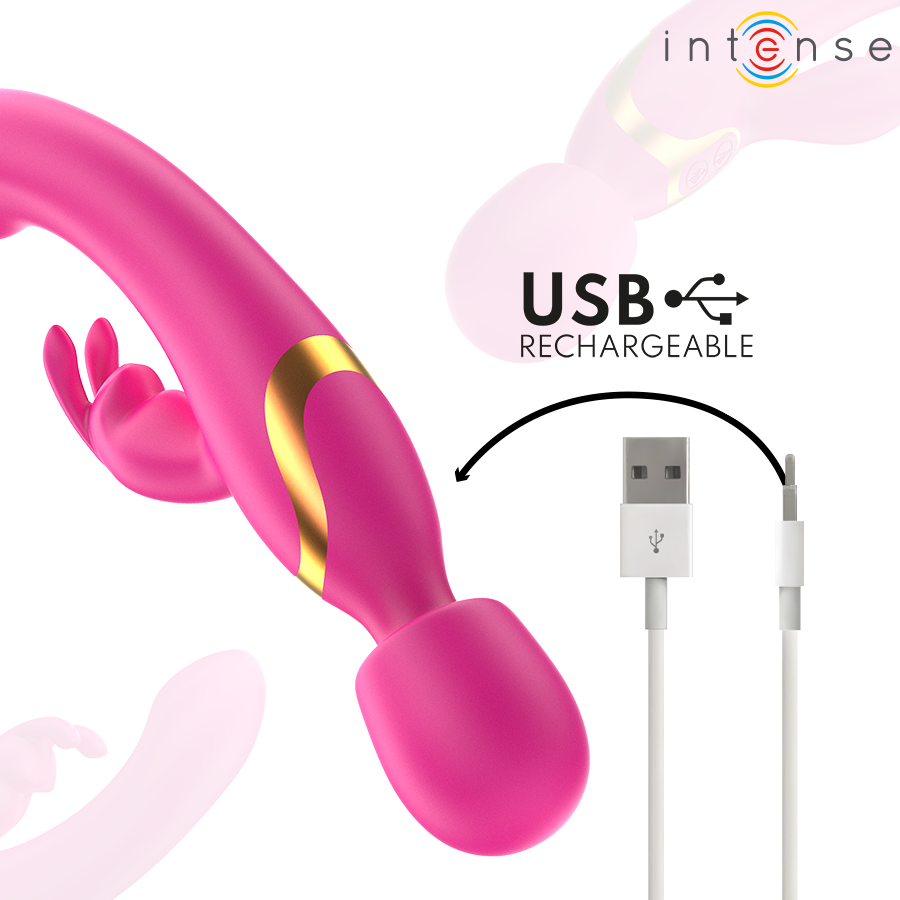 INTENSE - WINONA DOUBLE VIBRATOR RABBIT & WAND - My naughty haven #