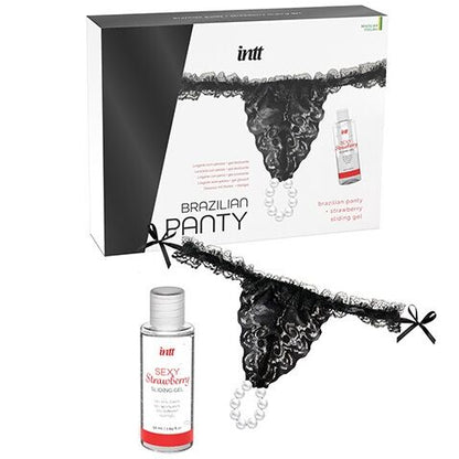 INTT RELEASES - BRAZILIAN BLACK PANTY WITH PEARLS AND LUBRICANT GEL 50 ML - My naughty haven #