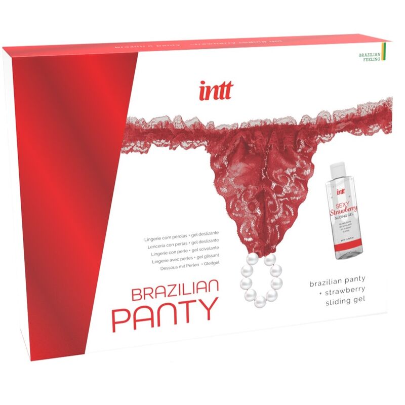 INTT RELEASES - BRAZILIAN RED PANTY WITH PEARLS AND LUBRICATING GEL 50 ML - My naughty haven #