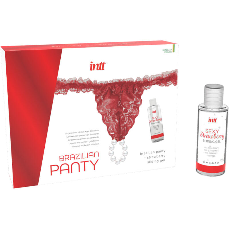 INTT RELEASES - BRAZILIAN RED PANTY WITH PEARLS AND LUBRICATING GEL 50 ML - My naughty haven #