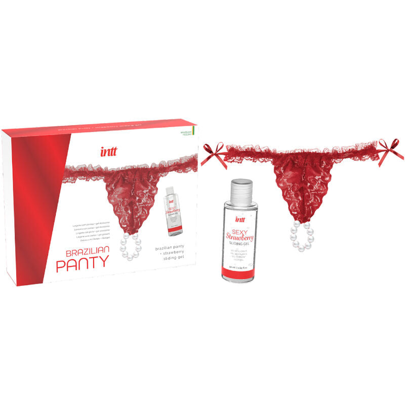 INTT RELEASES - BRAZILIAN RED PANTY WITH PEARLS AND LUBRICATING GEL 50 ML - My naughty haven #