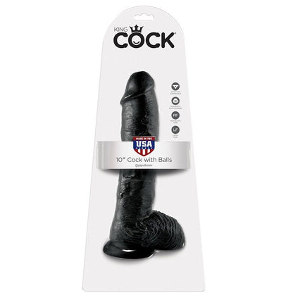 KING COCK - 10 DILDO BLACK WITH BALLS 25.4 CM - My naughty haven #