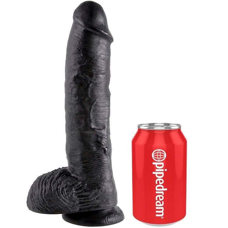 KING COCK - 10 DILDO BLACK WITH BALLS 25.4 CM - My naughty haven #