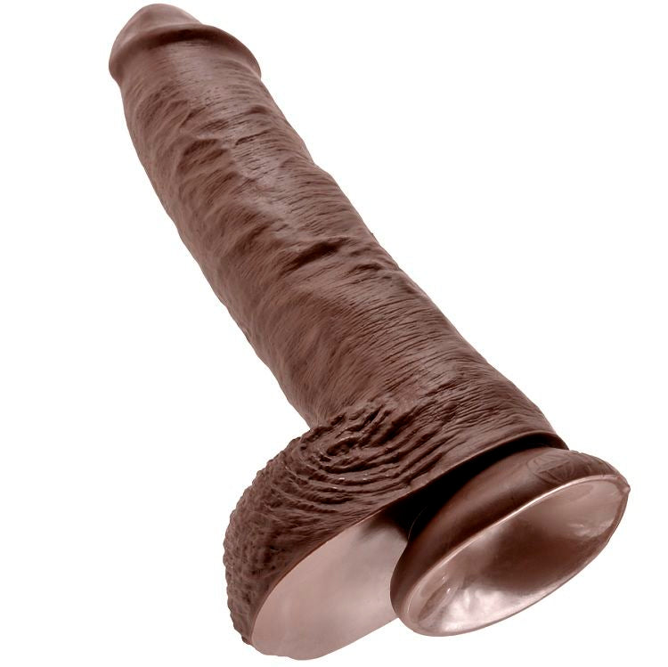 KING COCK - 10 DILDO BROWN WITH BALLS 25.4 CM - My naughty haven #