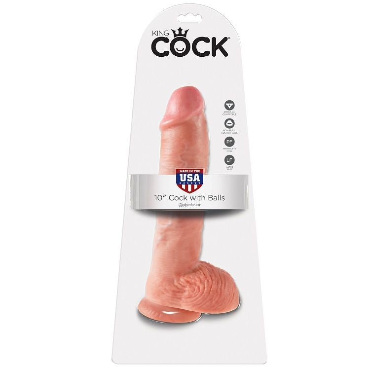 KING COCK - 10 DILDO FLESH WITH BALLS 26.5 CM - My naughty haven #