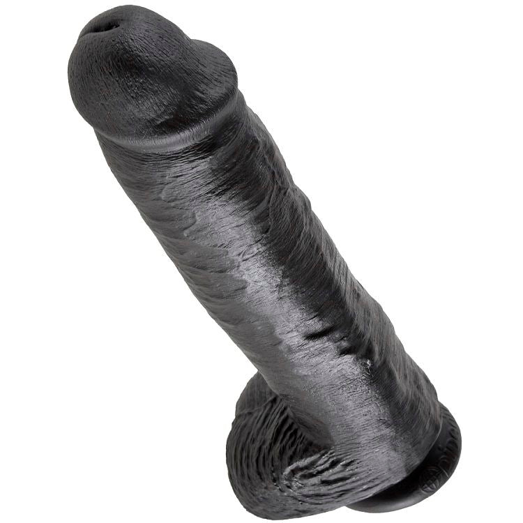 KING COCK - 11 DILDO BLACK WITH BALLS 28 CM - My naughty haven #