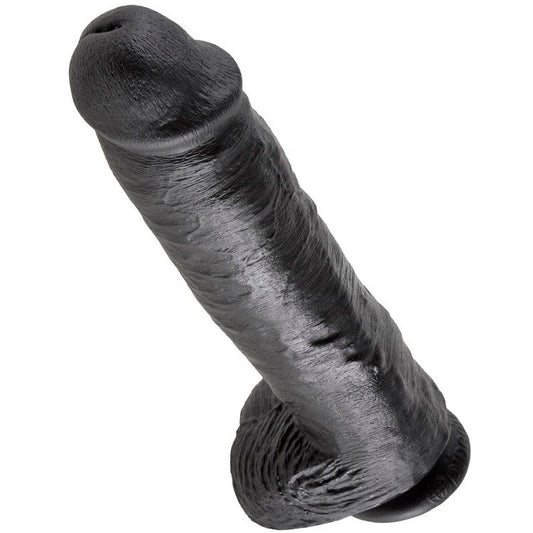 KING COCK - 11 DILDO BLACK WITH BALLS 28 CM - My naughty haven #