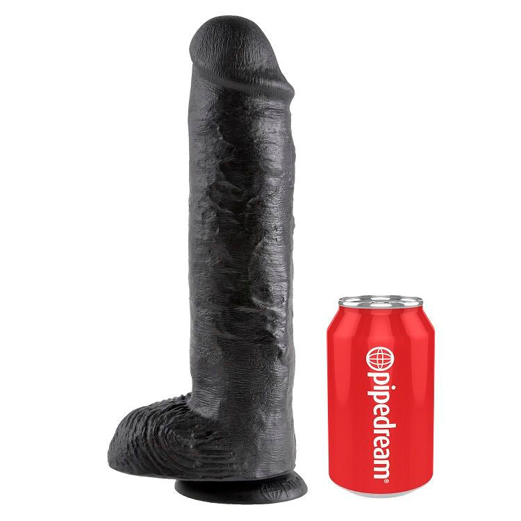 KING COCK - 11 DILDO BLACK WITH BALLS 28 CM - My naughty haven #