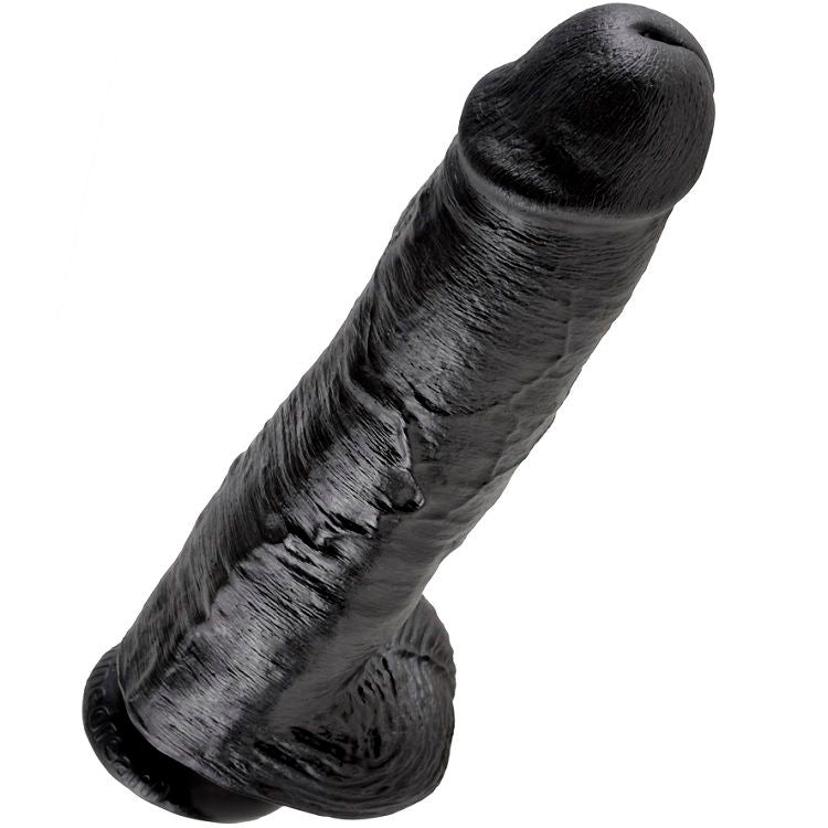 KING COCK - 11 DILDO BLACK WITH BALLS 28 CM - My naughty haven #