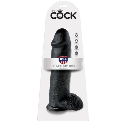 KING COCK - 12 DILDO BLACK WITH BALLS 30.48 CM - My naughty haven #