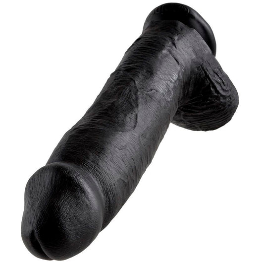 KING COCK - 12 DILDO BLACK WITH BALLS 30.48 CM - My naughty haven #