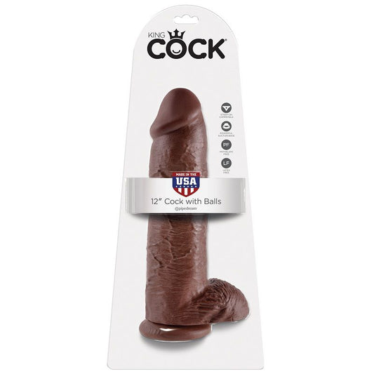 KING COCK - 12 DILDO BROWN WITH BALLS 30.48 CM - My naughty haven #
