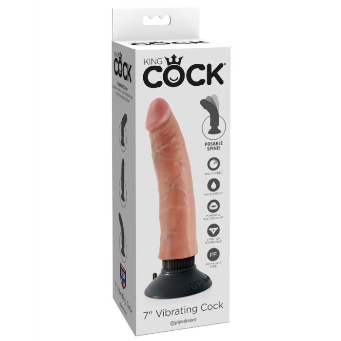 KING COCK - 17.78 CM VIBRATING COCK FLESH - My naughty haven #