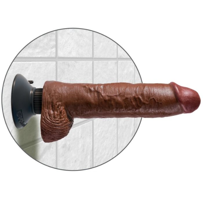 KING COCK - 25.5 CM VIBRATING COCK WITH BALLS BROWN - My naughty haven #