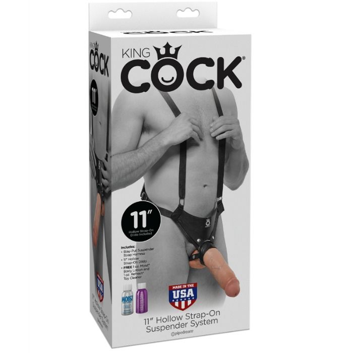 KING COCK - 28 CM HOLLOW STRAP-ON SUSPENDER SYSTEM FLESH - My naughty haven #
