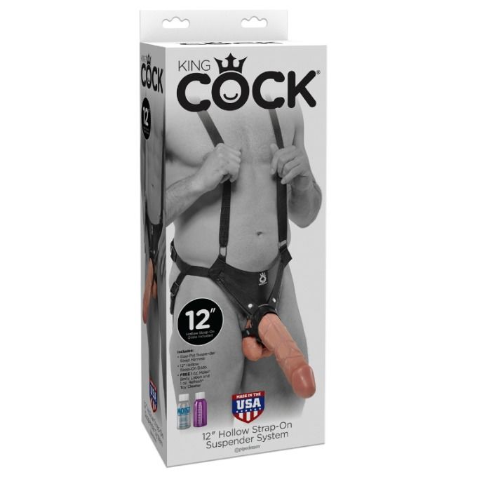 KING COCK - 30.5 CM HOLLOW STRAP-ON SUSPENDER SYSTEM - FLESH - My naughty haven #
