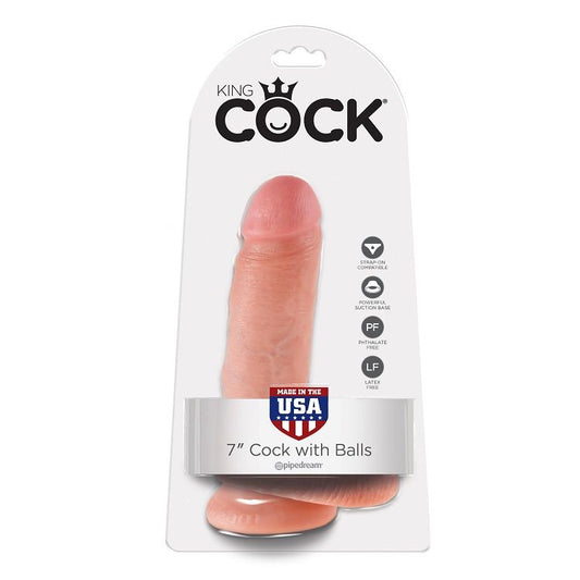 KING COCK - 7 DILDO FLESH WITH BALLS 17.8 CM - My naughty haven #