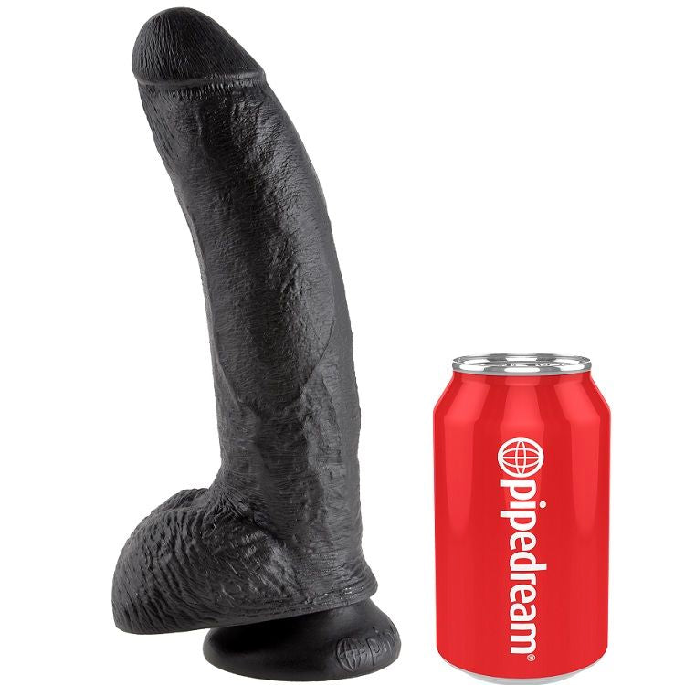 KING COCK - 9 DILDO BLACK WITH BALLS 22.9 CM - My naughty haven #